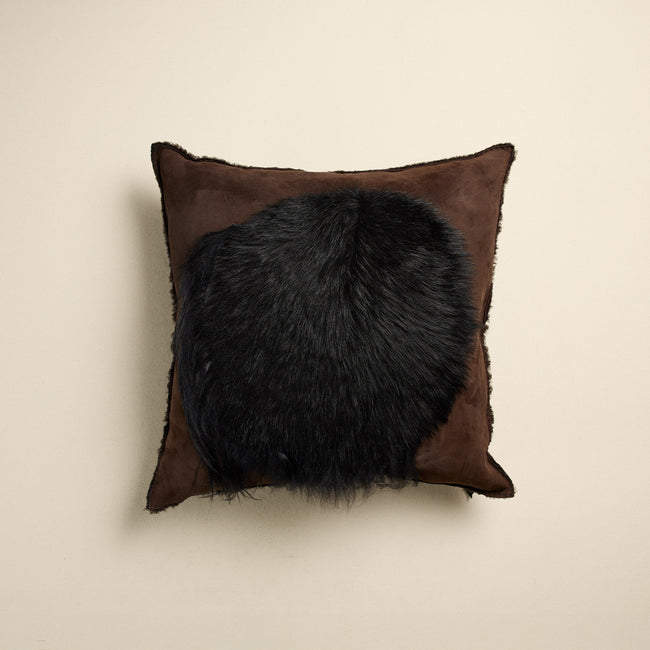 Shearling & Goat Hair Pillow, Brown