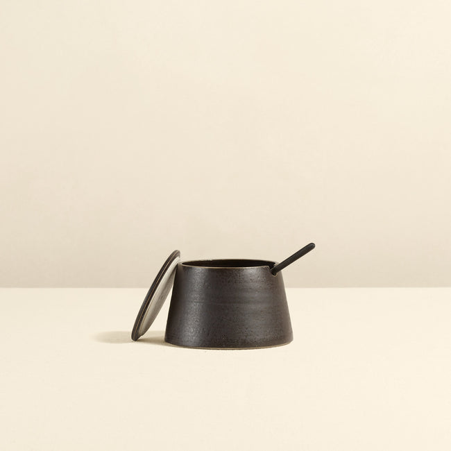 Stoneware Sugar Pot & Spoon