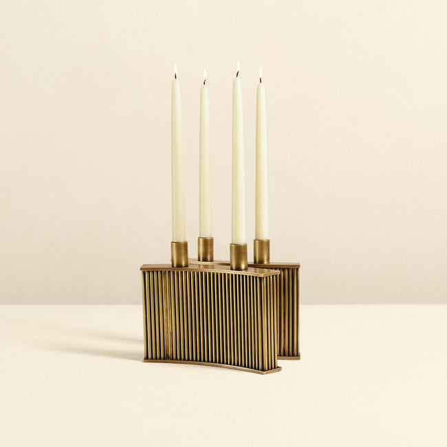 Textured Brass Centerpiece Candle Holder