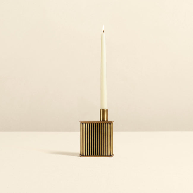 Textured Brass Candle Holder