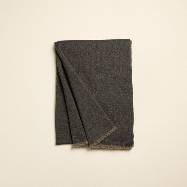 Herringbone Cashmere Throw, Charcoal