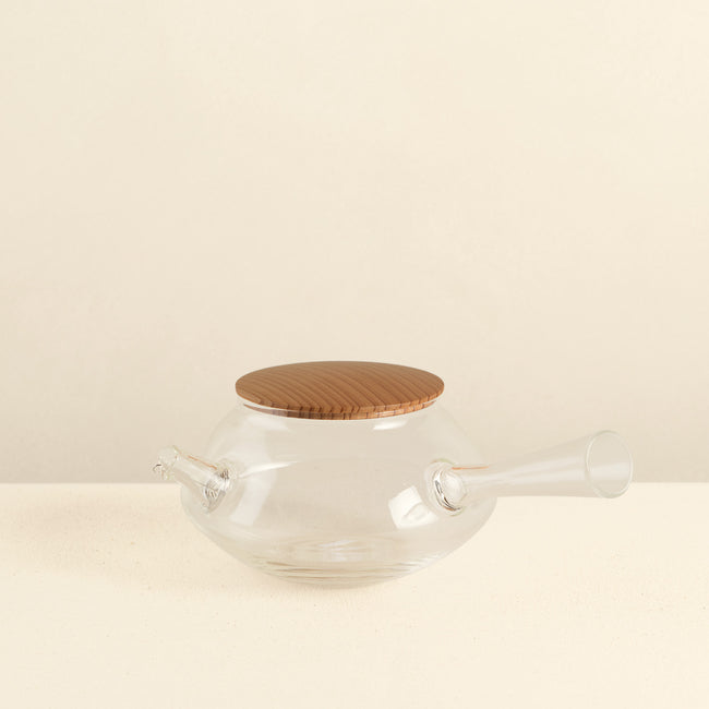 Glass Teapot with Wooden Lid
