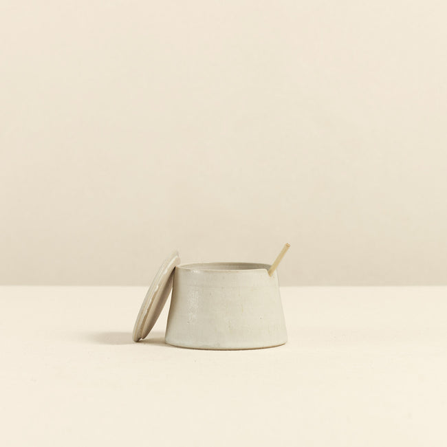 Stoneware Sugar Pot & Spoon
